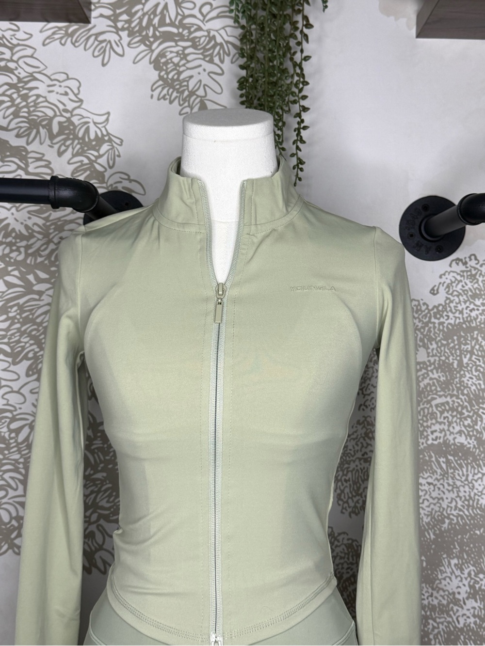 Light Green Zip-Front Athletic Jacket - Picture 3 of 4